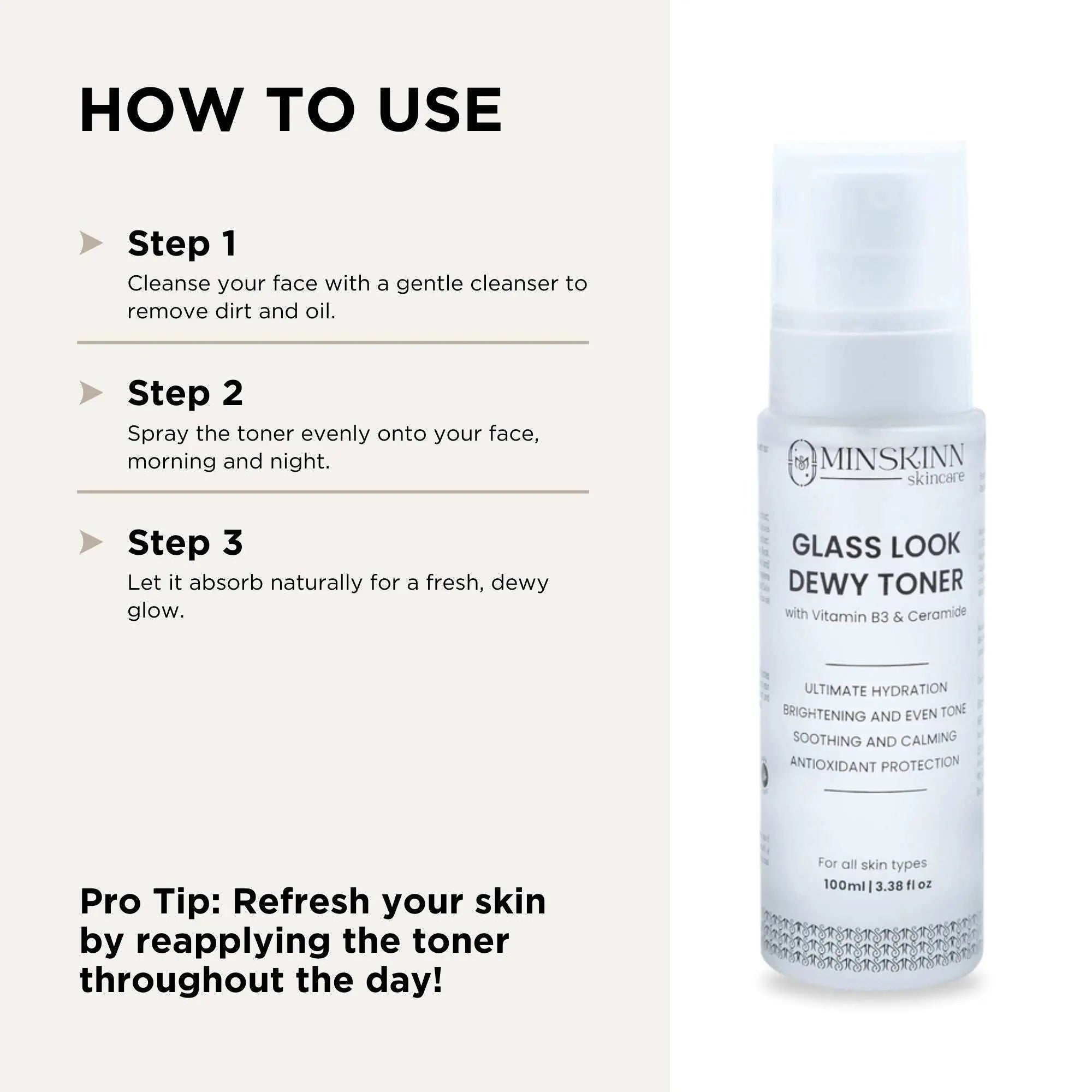 Use of Dewy glass look hydrating toner 