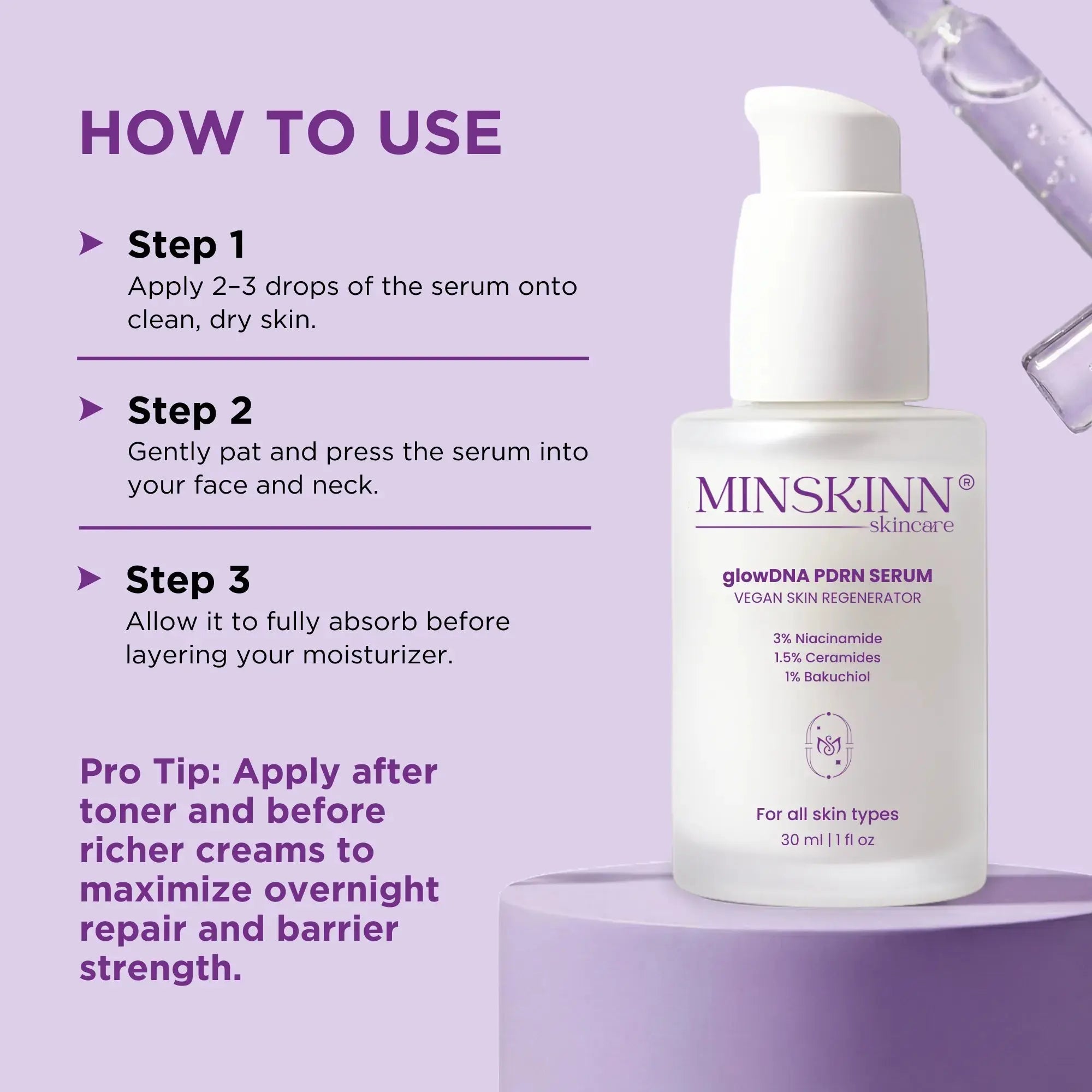 Vegan PDRN Serum with Centella Bakuchiol Ceramides 